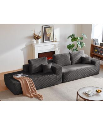 104" Cloud Sectional Sofa with L-Shape Chaise & Side Pockets, Gray, Left-facing