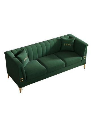  Modern Velvet Sofa with Vertical Channel Tufting