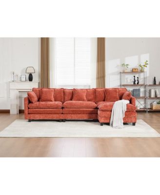 Streamdale Cloud Sofa 3 Seats, Modern Sectional Couch, Comfy Upholstered Seat Cushion, Chenille Fabric, Orange