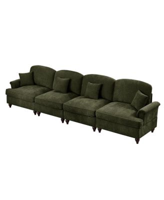 Elegant Mid Century 4 Seater Sofa with Flared Arms and Skirts