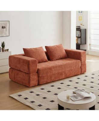 Streamdale Orange Sofa Bed with Rectangle Pillow and Cushions