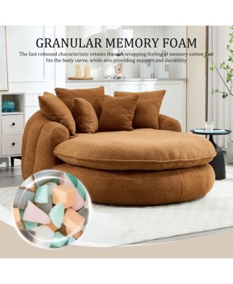 Streamdale Oversized Oval Upholstered Bean Bag Sofa with 3 Large & 2 Small Pillows