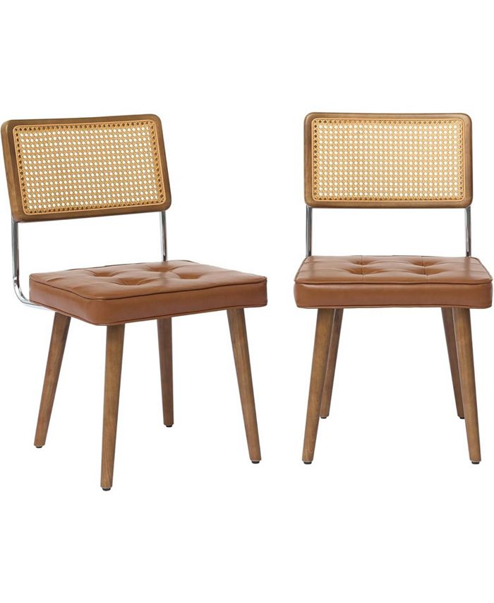 Set of 1 Upholstered Kitchen Rattan Chairs with Natural Handwoven
