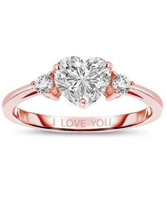 Sparkling Sterling Silver CZ Three-Stone "I Love You" Ring
