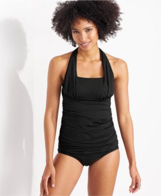 Petite Square Neck Halter Tankini Swimsuit Top