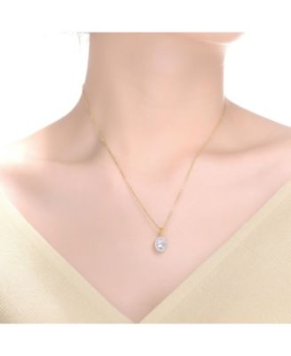 Genvive Elegant Sterling Silver Round Cubic Zirconia Halo Necklace