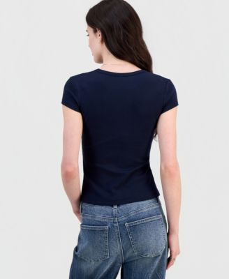 Juniors' Beachy Beaded Short-Sleeve T-Shirt