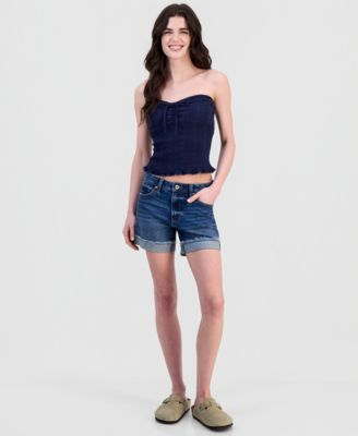 Juniors' Sweetheart-Neck Strapless Jacquard Tube Top