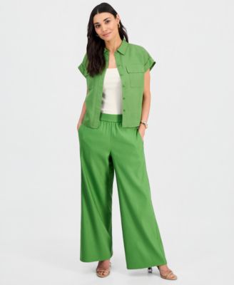 Petite High-Rise Pull-On Wide-Leg Pants