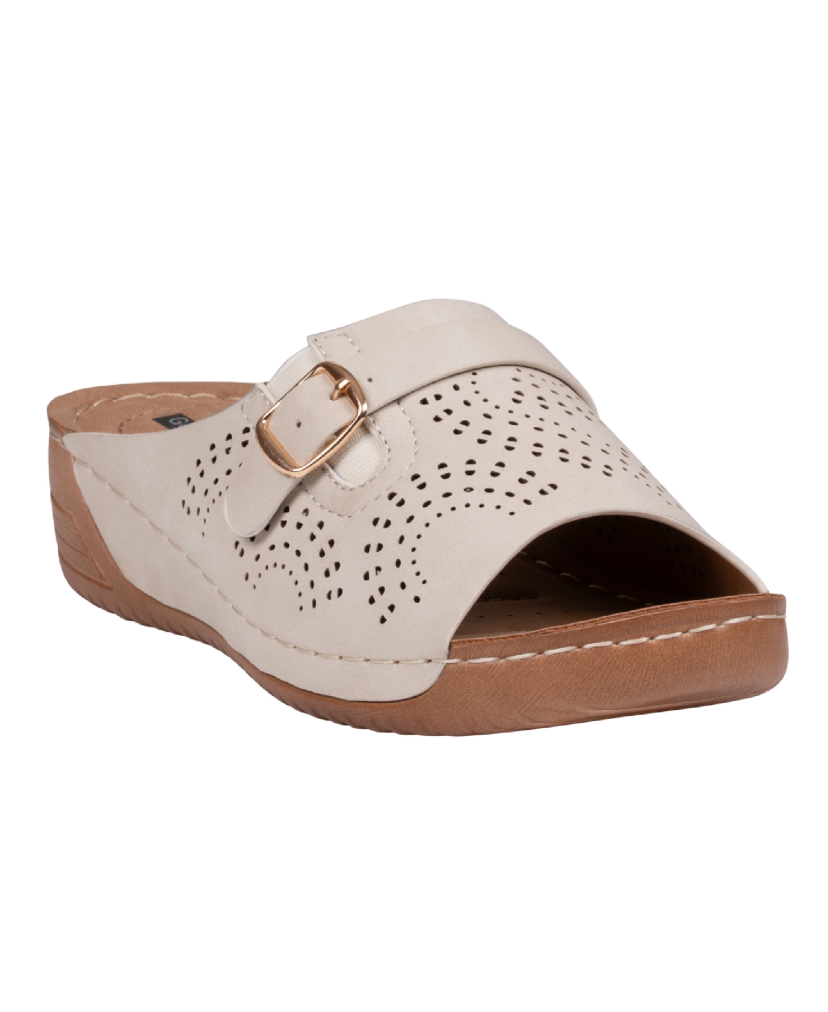 Gc Shoes Women's Moira Perforated Comfort Round Toe Sandals - Cream