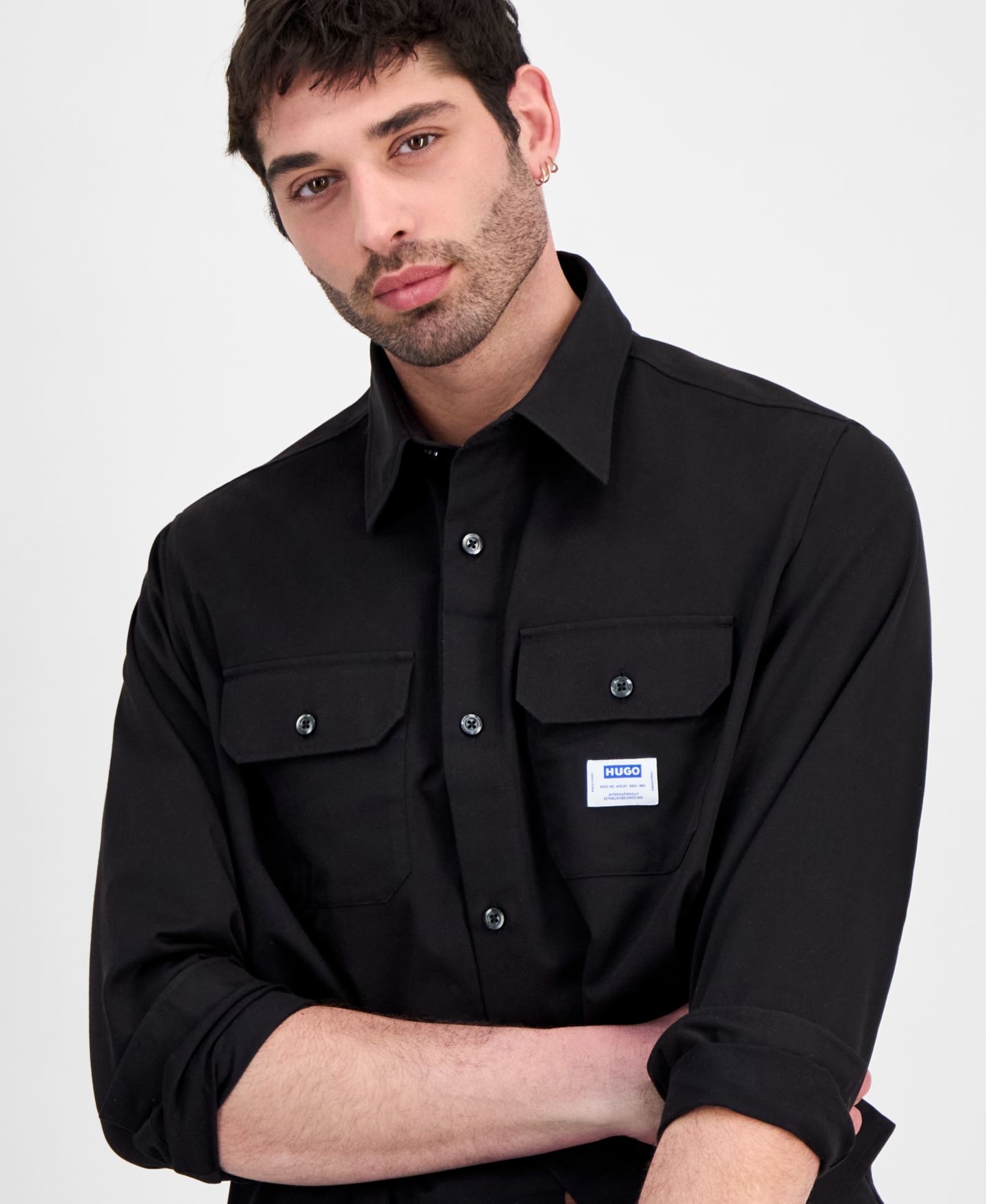 Мужская рубашка Hugo Boss Ekynone Workwear, цвет: Чёрный — фото 3