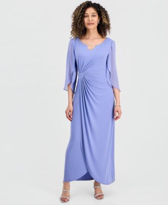 Petite 3/4-Sleeve Gathered Gown