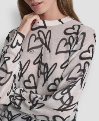 Women's Long-Sleeve Printed Crew Neck Sweater