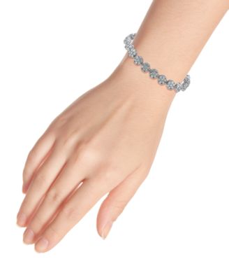 7 ct. t.w 2mm Round Cut Cubic Zirconia Stones Cluster Flower Link Bracelet