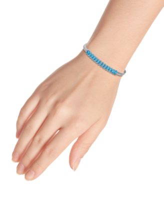Herringbone 5 ct. t.w Blue Cubic Zirconia Baguette Stones on Herringbone Chain Tennis Bracelet, Created for Macy's