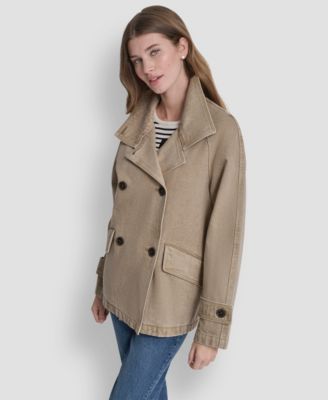 Women's Denim Double Breasted A-Line Coat