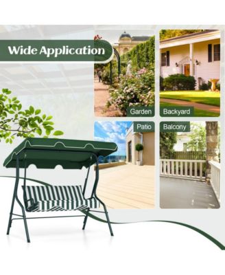 LUCKY ONE 3 Seat Outdoor Patio Canopy Porch Swing with Cushioned Steel Frame