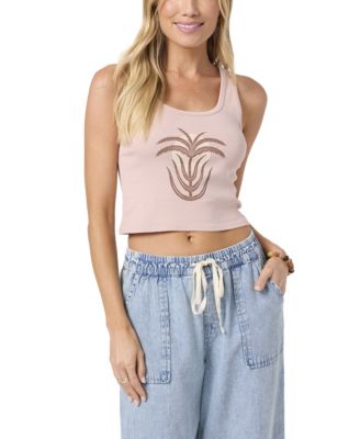 Juniors' Palm Sun Scoop Neck Tank Top
