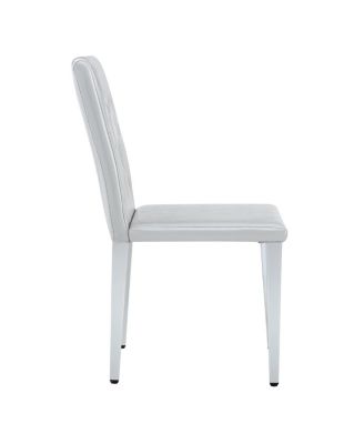 PU Dining Chair with Ergonomic Buckle Backrest and Adjustable Feet
