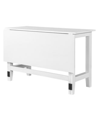 Farmhouse Wood Extendable Dining Table with Drop Leaf for Small Places, White