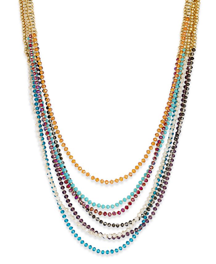 ABS by Allen Schwartz GoldTone 7Row Beaded Necklace Macy's