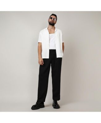 Men's Onyx Black Solid Tailored Trousers