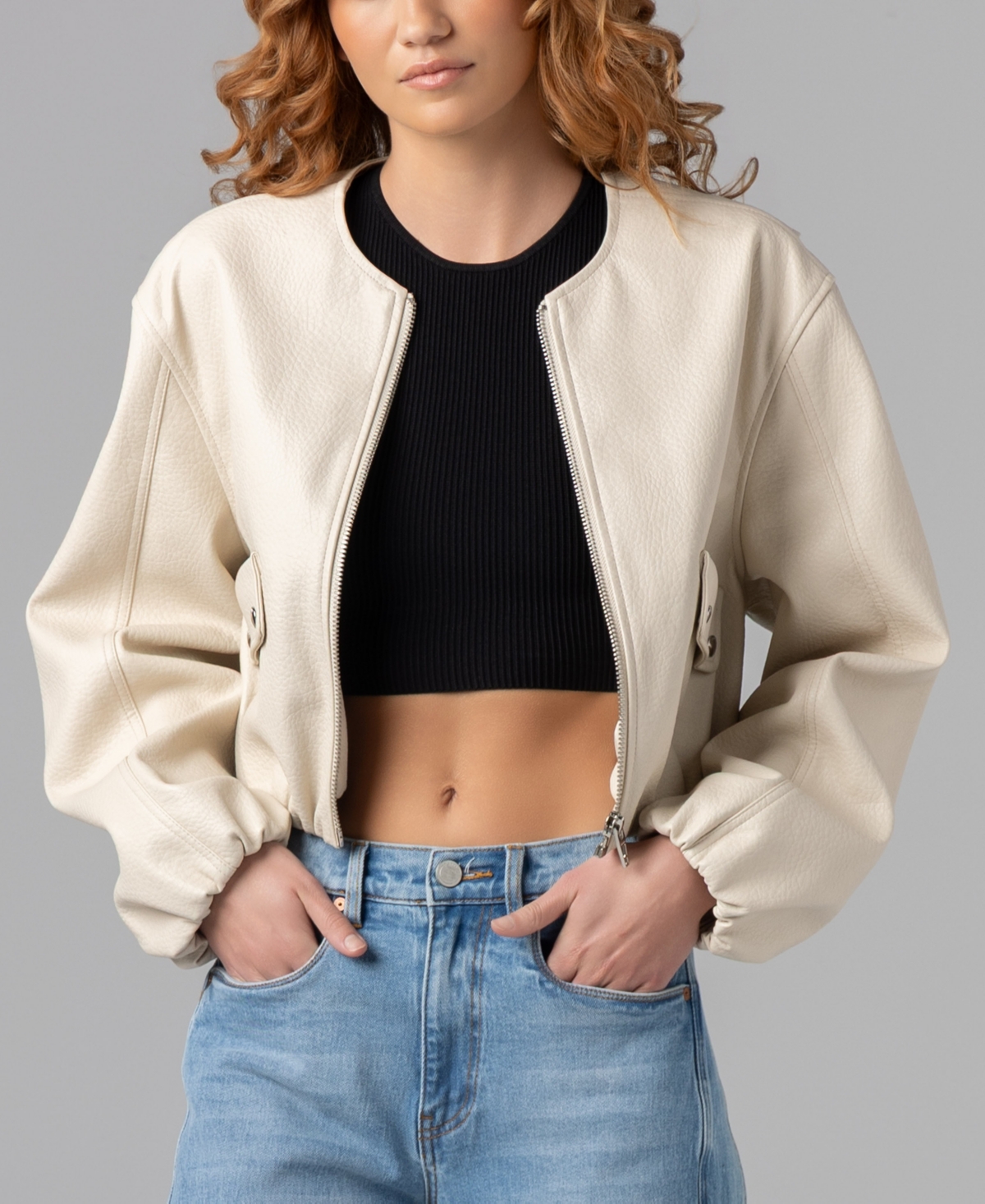 Blank Nyc Women's Collarless Bomber Jacket