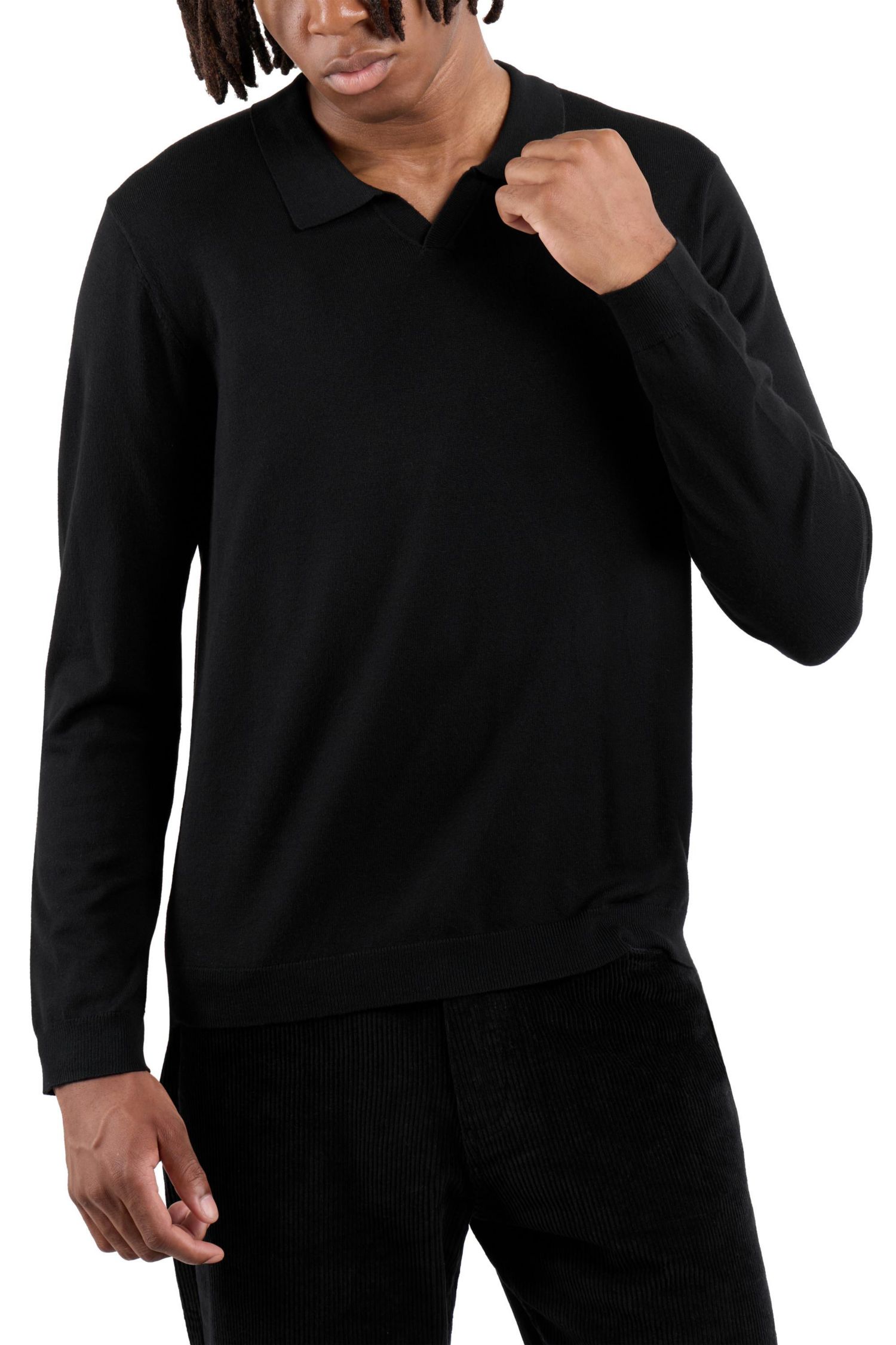 X RAY Men's Long Sleeve Sweater Johnny Collar Polo