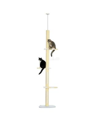 Yellow 4-Tier Floor to Ceiling Cat Tree, 87-103" Adjustable