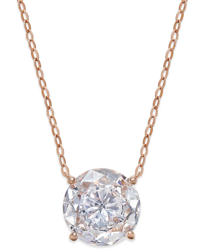 Eliot Danori Rose Gold Tone Round, Round Crystal Pendant Necklace