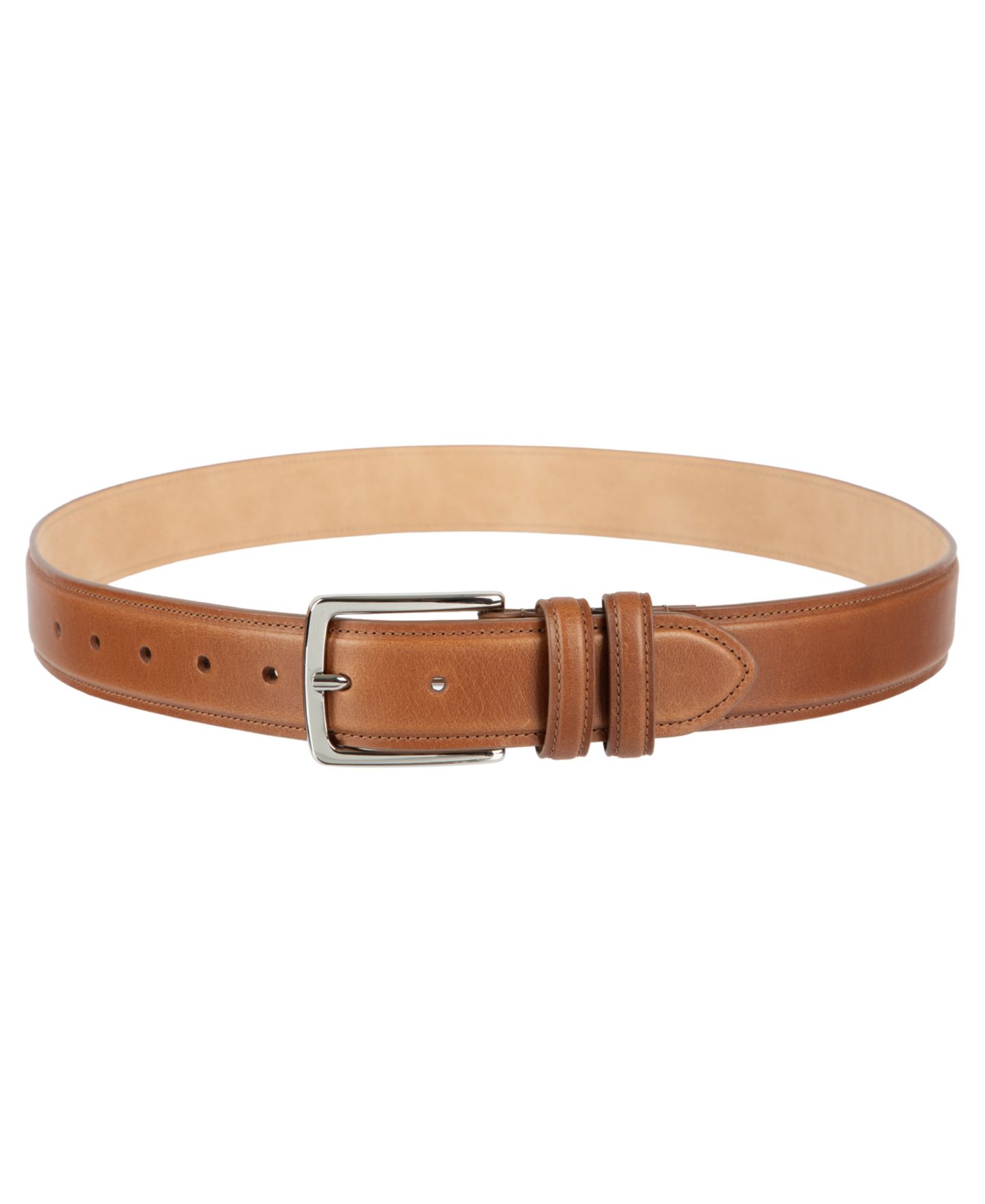 Мужской ремень Club Room Luxury Drop Edge Stitched Leather Belt, цвет: Коричневый — фото 9