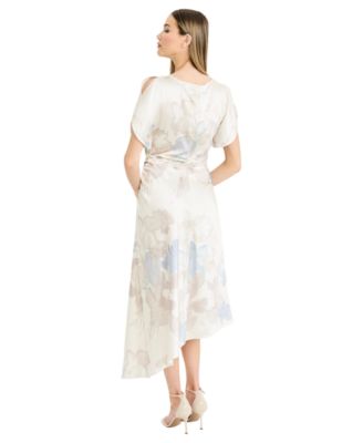 Women's Asymmetrical Draped Skirt Midi Dress