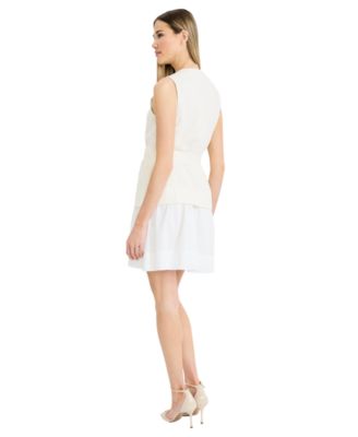 Women's Belted V-Neck Short Dress