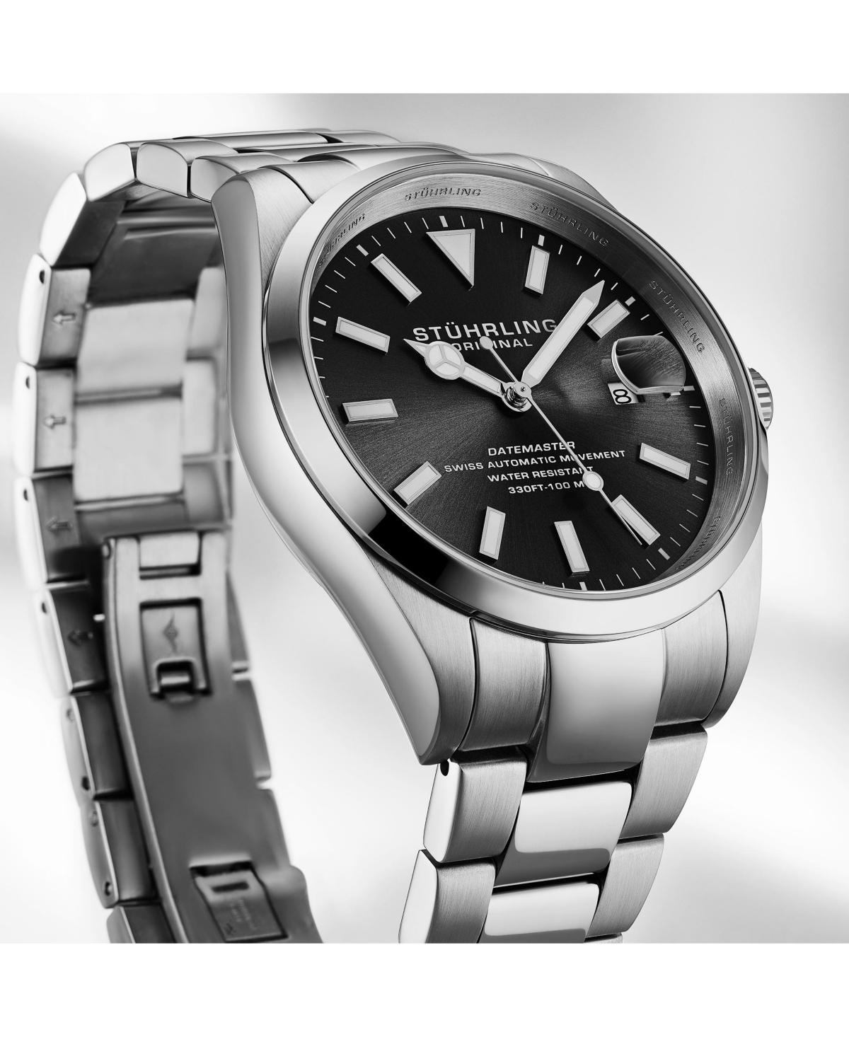 Stuhrling Datemaster Heritage 1025 Men s Swiss Automatic Watch, Stainless Steel Bracelet, 40mm