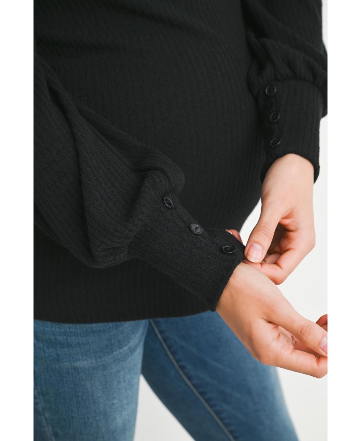 Hello Miz Maternity Long Sleeve Ribbed V Neck Top