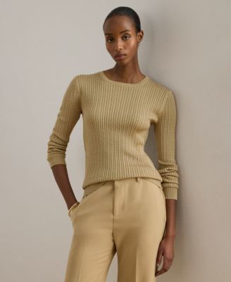 Petite Mini-Cable Knit Crewneck Sweater