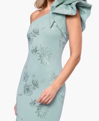 Women's One Shoulder Sequin Floral Ball Gown