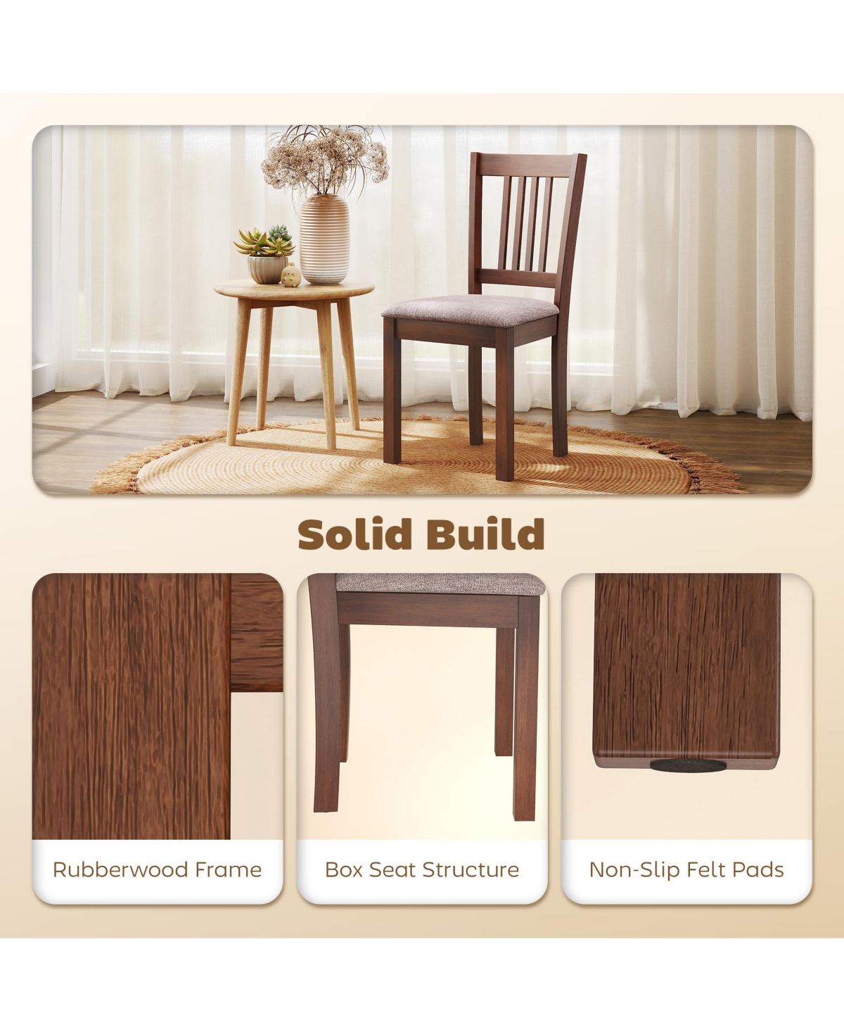 Homcom Dining Chairs Set of 2, Upholste Kitchen Chairs, Taupe