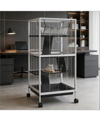 Spacious Rolling Cat Hutch - Mobile Outdoor Wooden House & Shelter