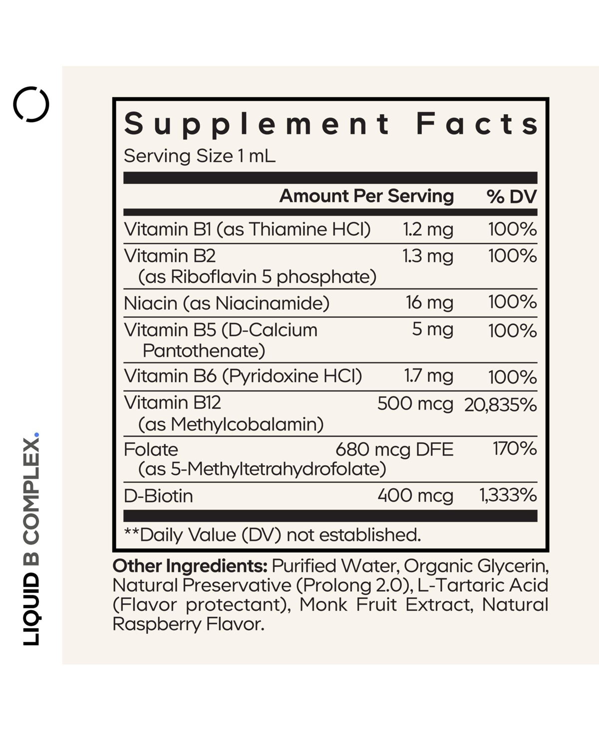 Codeage Liquid B-Complex Supplement with 8 Forms of Vitamin B Vitamin Thiamine B1, Riboflavin B2, B3, B5, B6, Biotin B7, Methylated B9 & B12, 1 fl oz