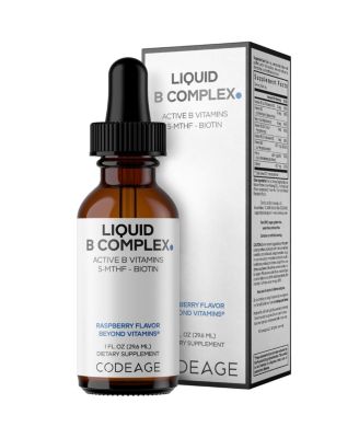 Liquid B-Complex Supplement with 8 Forms of Vitamin B Vitamin Thiamine B1, Riboflavin B2, B3, B5, B6, Biotin B7, Methylated B9 & B12, 1 fl oz
