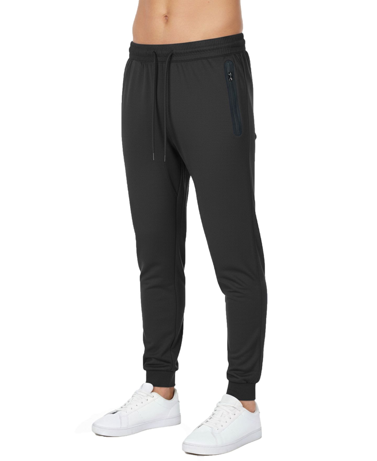 Мужские брюки Blu Rock Slim-Fit Tech Joggers Zipper Pockets Sweatpants, цвет: Чёрный — фото 2