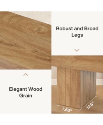 55” Entryway Bench, Farmhouse Wood End of Bed Bench, Long Indoor Bench, Oak