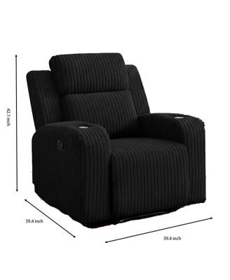 Recliner Sofa Couch 1-Seater, Manual Faux Fur, Cup Holders