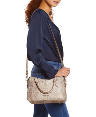 Micaela Rolled Handles Medium Leather Satchel Bag