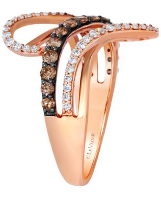 Vanilla Diamond (1/4 ct. t.w.) & Chocolate Diamond (11/25 ct. t.w.) Ring in 14k Strawberry Gold