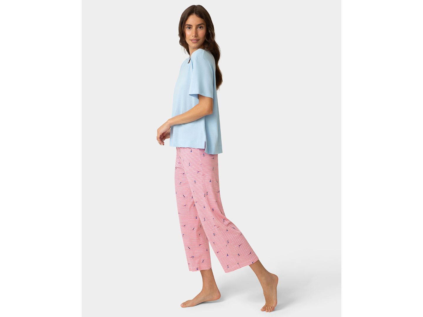 Женская футболка Hue Cotton Short-Sleeve Boxy Sleep T-Shirt, цвет: Синий морозный — фото 3