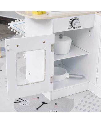 Corner Kids Play Kitchen Set with Detachable Refrigerator Sink and Fourteen Accessories for Ages Three and Up