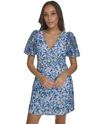 Petite V-Neck Short-Sleeve Fit & Flare Dress