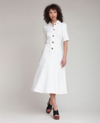 Women's Denim Midi Shirt Dress